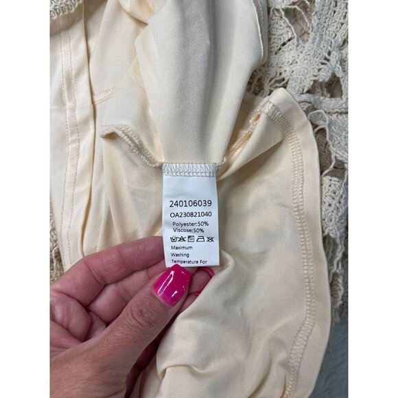 NEW Commense Paisley Crochet Dress Medium Long Sleeve Short - Picture 6 of 6